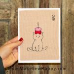 کارت پستال پارچه‌ای تولدت مبارک طرح گربه