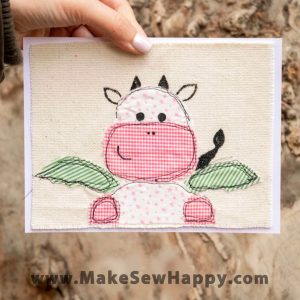 کارت پستال پارچه‌ای طرح گاو