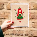 کارت پستال پارچه‌ای طرح دخترک مو قرمز