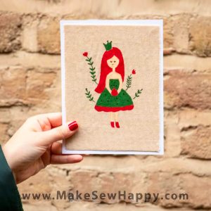 کارت پستال پارچه‌ای طرح دخترک مو قرمز