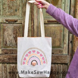 کیف توت بگ طرح رنگین کمان قلبی و قلب صورتی روشن