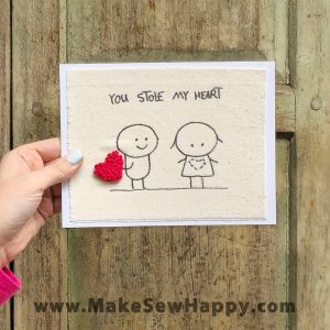 کارت پستال پارچه‌ای طرح دختر و پسر عاشقانه