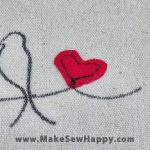 کارت پستال پارچه‌ای طرح دو پرنده عاشق