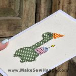 کارت پستال پارچه‌ای طرح کیک تولد و دایناسور سبز