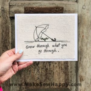 کارت پستال پارچه‌ای طرح چتر و گیاه