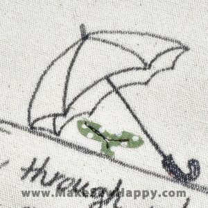 کارت پستال پارچه‌ای طرح چتر و گیاه