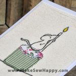 کارت پستال پارچه‌ای طرح کیک تولد و موش