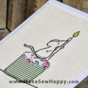 کارت پستال پارچه‌ای طرح کیک تولد و موش