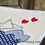 کارت پستال پارچه‌ای طرح قایق و موج‌های آبی