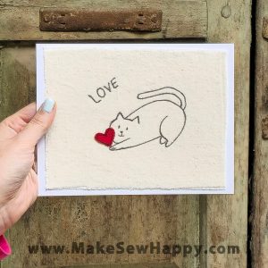 کارت پستال پارچه‌ای طرح گربه عاشق