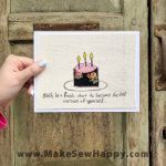 کارت پستال پارچه‌ای طرح کیک تولد