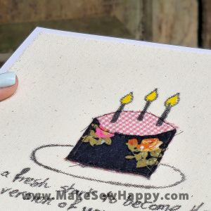 کارت پستال پارچه‌ای طرح کیک تولد