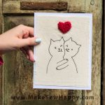 کارت پستال پارچه‌ای طرح دو گربه عاشق