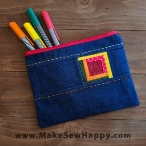 جامدادی پارچه‌ای طرح مربع رنگی