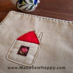 دستگیره آشپزخانه پارچه‌ای مدل خانه طرح گل رز رنگ سفید