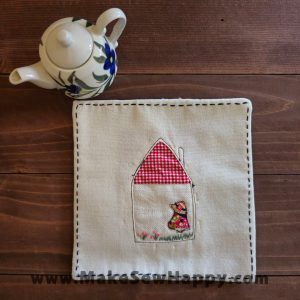 دستگیره آشپزخانه پارچه‌ای مدل خانه طرح دختربچه رنگ سفید