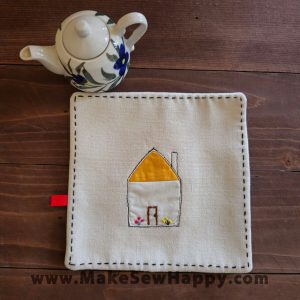 دستگیره آشپزخانه پارچه‌ای مدل مربع طرح خانه