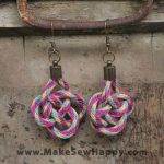 گوشواره نخی بافت رنگ بنفش و صورتی و زرد و آبی