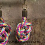 گوشواره نخی بافت رنگ بنفش و صورتی و زرد و آبی