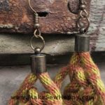 گوشواره نخی بافت رنگ زرد و نارنجی