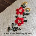 جا عینکی پارچه‌ای طرح گل‌دوزی نارنجی