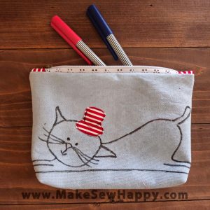 جامدادی پارچه‌ای طرح گربه