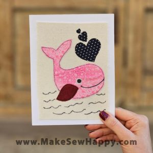 کارت پستال پارچه‌ای طرح نهنگ صورتی