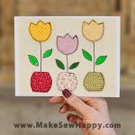 کارت پستال پارچه‌ای طرح سه گلدان گل زرد