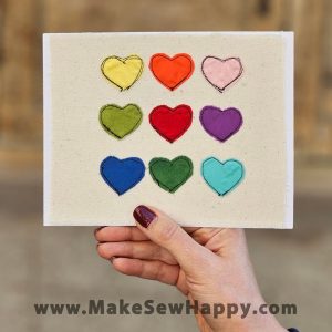 کارت پستال پارچه‌ای طرح قلب‌های رنگی